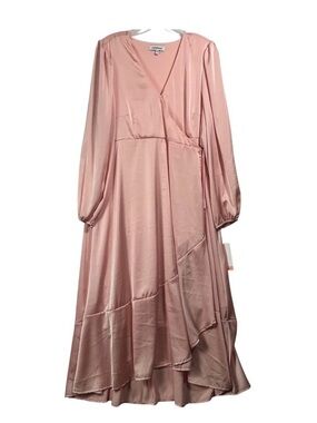 Motherhood Maternity Dusty Pink Satin Wrap Maxi Robe